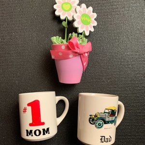 Decoration Bundle Vintage  #1 Mom/Dad Mug & Flower Mom Decro Pot